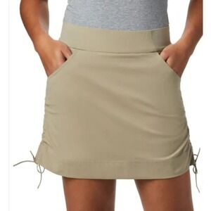 COLUMBIA Marina Bay Tusk Tan Skirt Skort Sz S Pull On Omni Shade Beige Short NWT